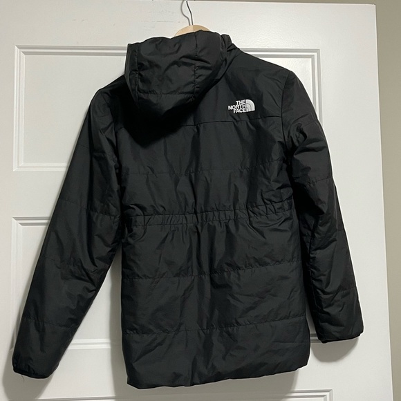 THE NORTH FACE Girls' Reversible Mossbud Swirl Parka, TNF Black Large - Picture 8 of 11